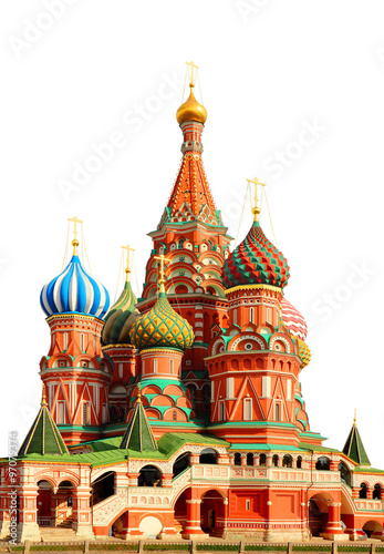 Saint Basils cathedral on Red Square in Moscow isolated over whi Fototapet