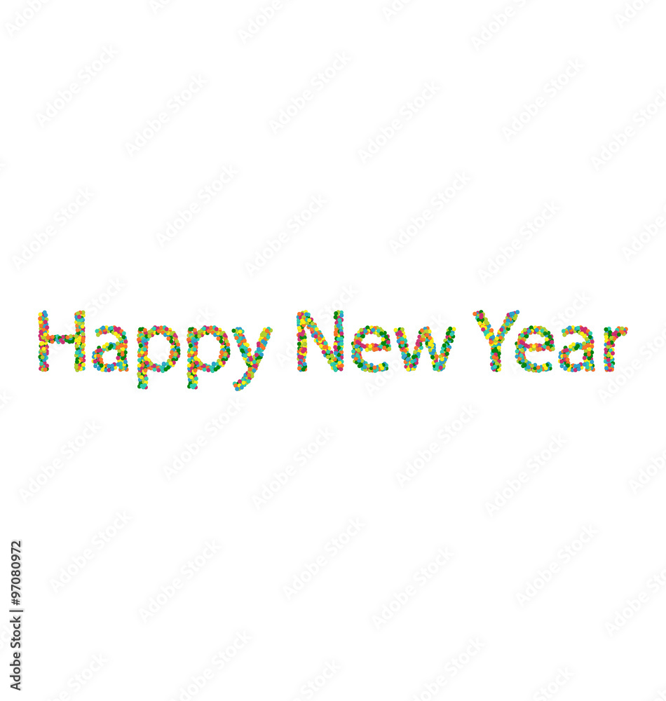 Happy New Year lettering from colourful confetti