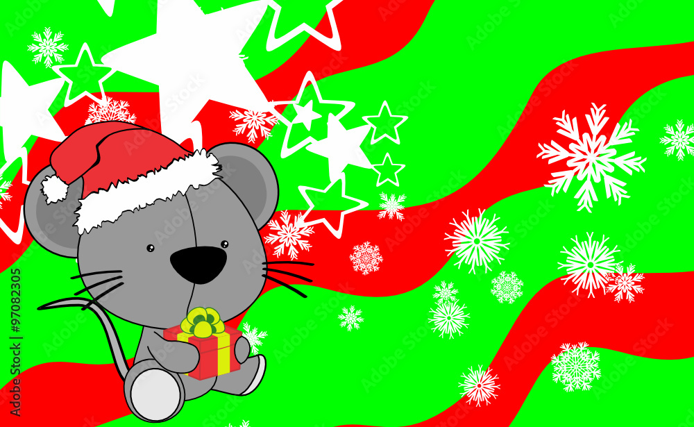 Naklejka premium baby mouse cartoon xmas background in vector format very easy to edit