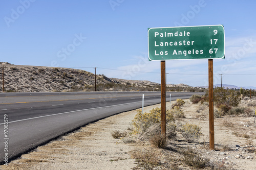 Palmdale, Lancaster and Los Angeles Highway Sign photo
