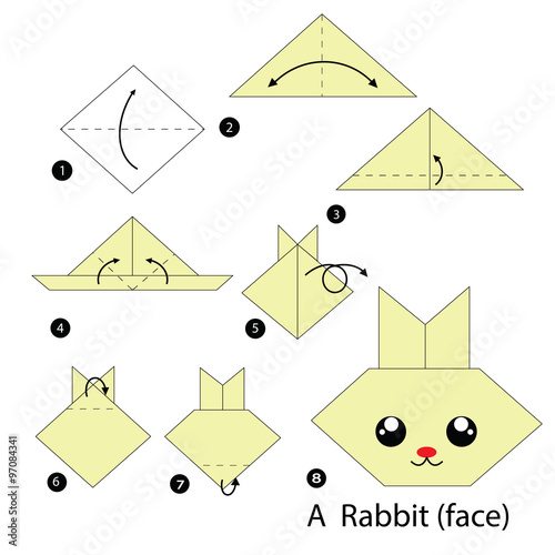 step by step instructions how to make origami A Rabbit.