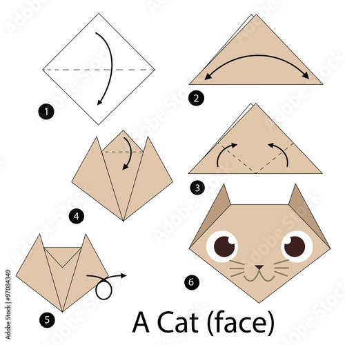 step by step instructions how to make origami A Cat.