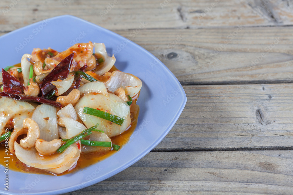 Thai Food: Fried asparagus with shrimp as food taste delicious. Thai Food: Fried asparagus with shrimp as food taste delicious.