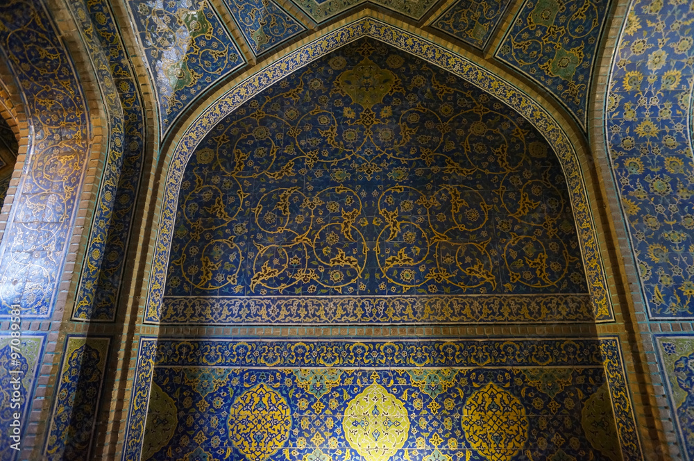 Interior and passageway of Sheikh Lotfollah Mosque in Isfahan,Iran.