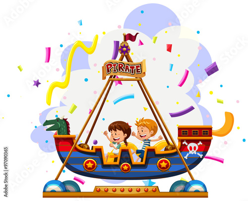 Children riding on viking