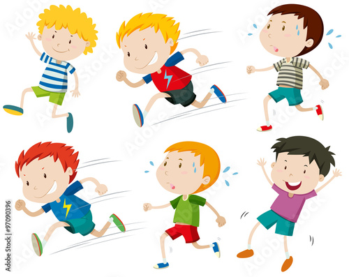 Boys running fast and slow