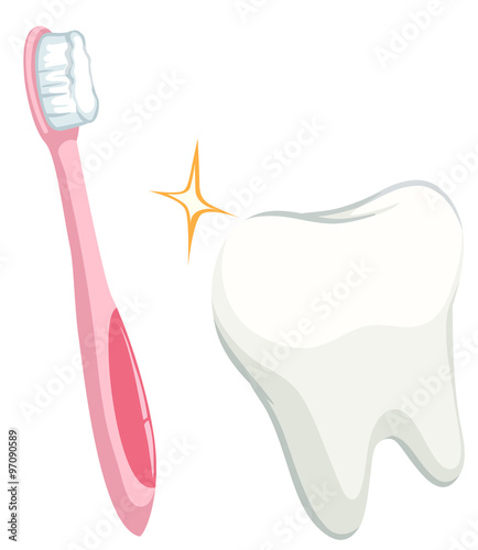 Dental theme with tooth and toothbrush