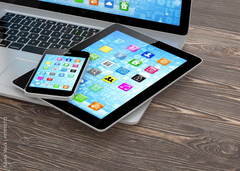 Laptop, phone and tablet pc. Laptop, phone and tablet pc.