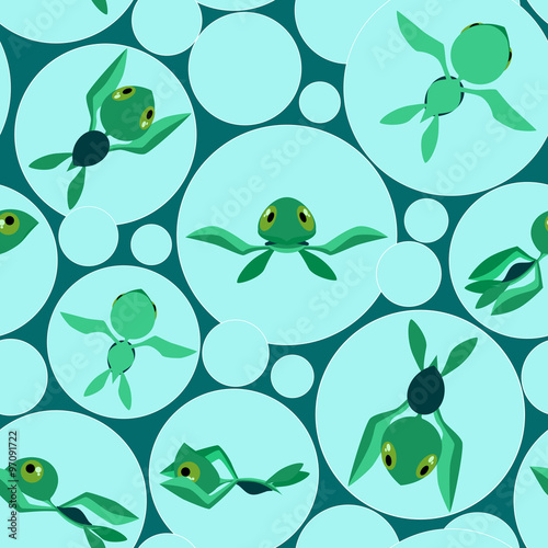 Seamless pattern with little baby sea turtles © Natalya Zelenova