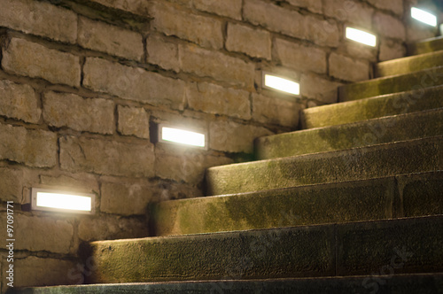 Outdoor stairs illuminated with inbuilt modern lights