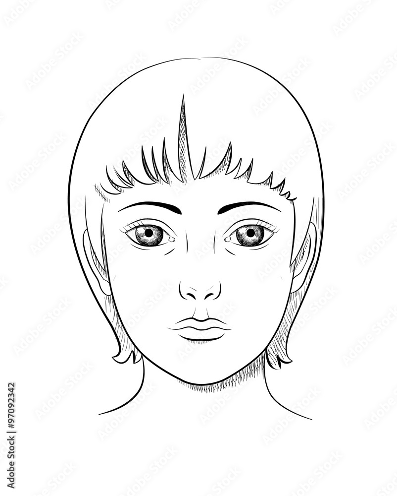 black and white lineart portrait of a woman black and white lineart portrait of a woman