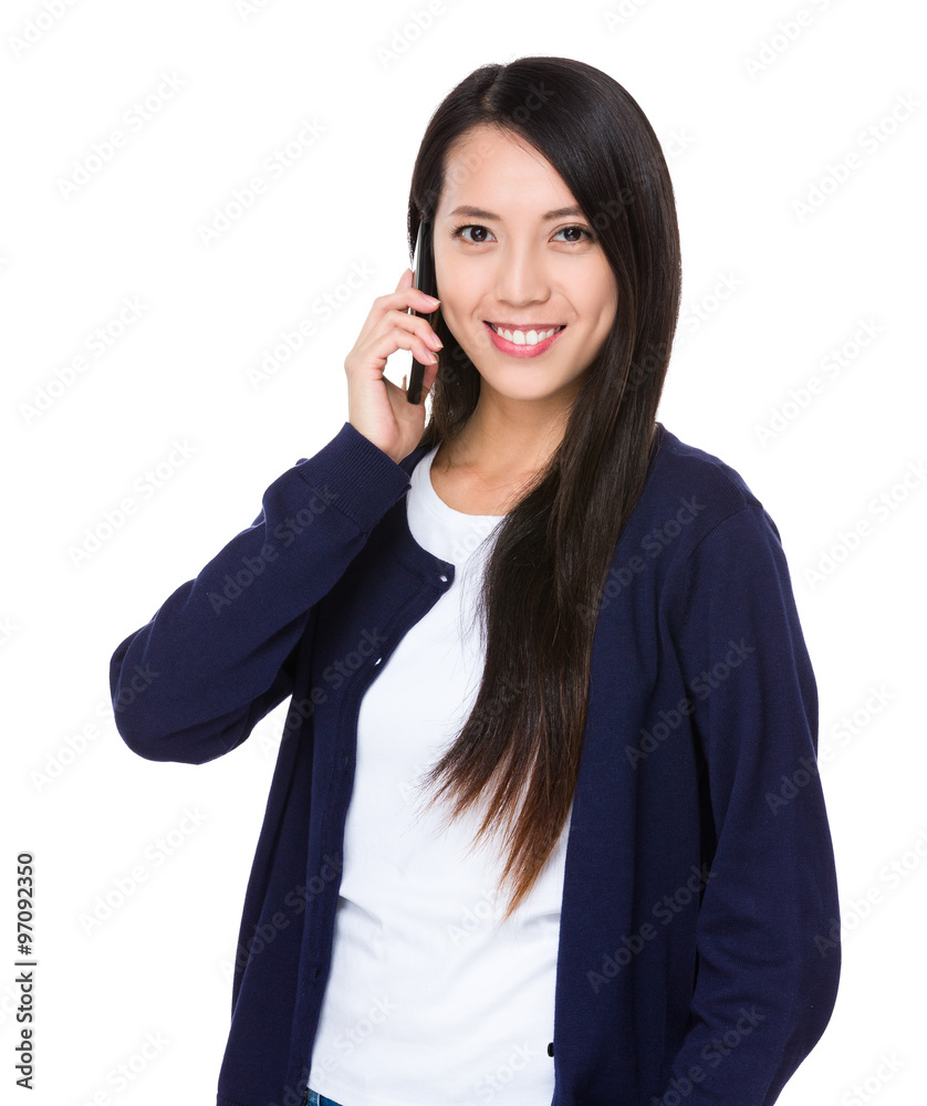 Asian young woman talk to cellphone Asian young woman talk to cellphone