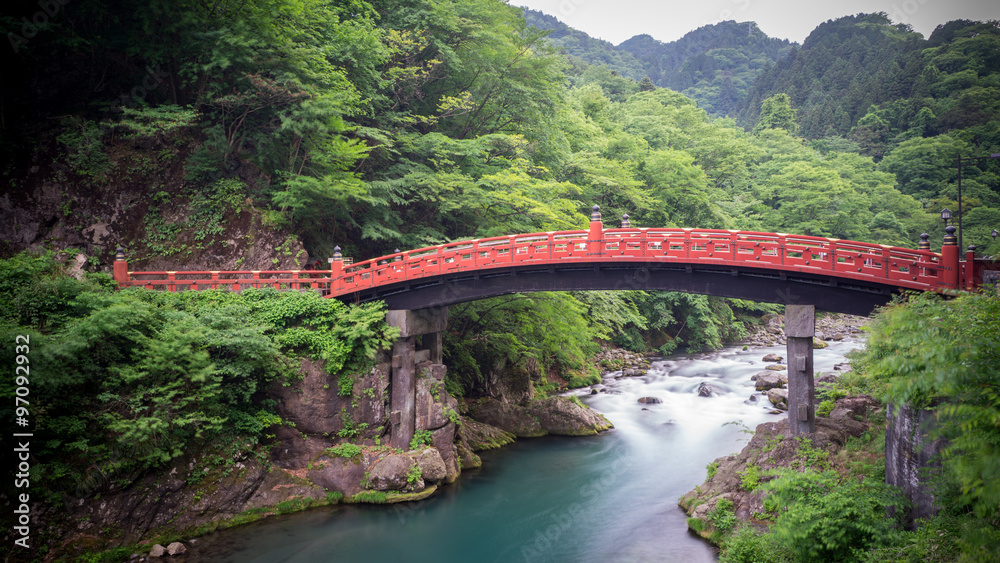 Long exposure of Shinkyo Bridge in Nikko, Japan Long exposure of Shinkyo Bridge in Nikko, Japan