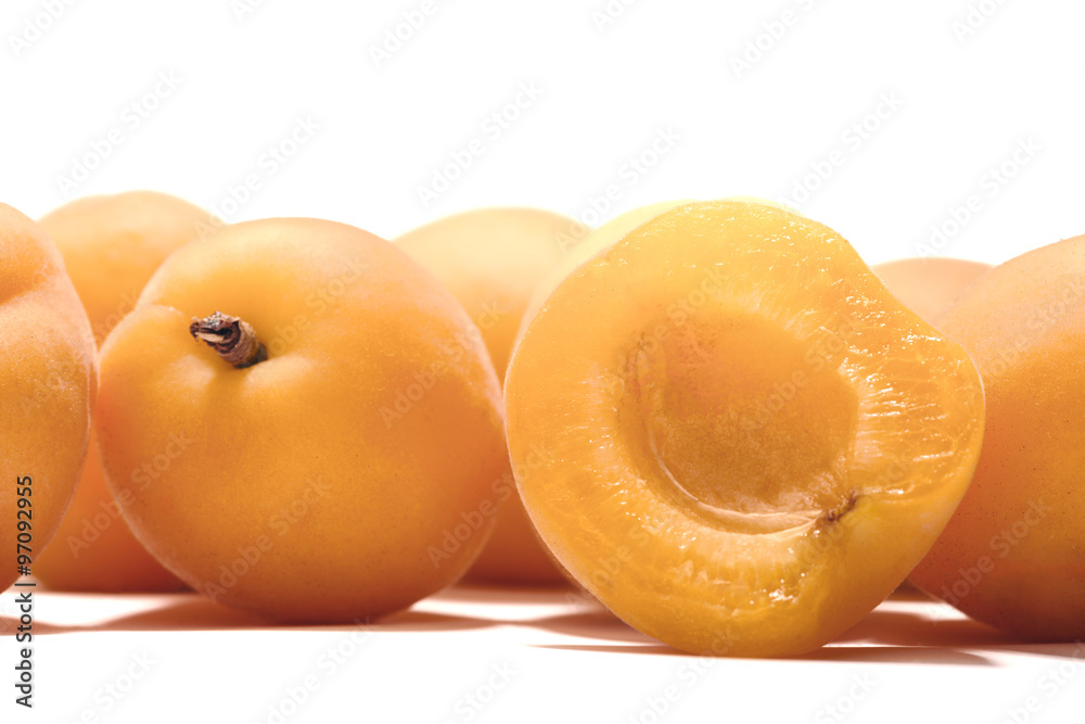 Ripe apricots on a white background Ripe apricots on a white background