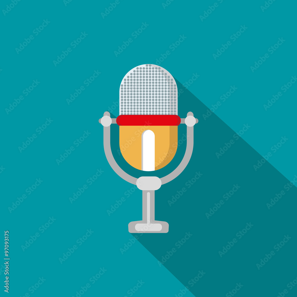 Flat modern design with shadow icon microphone Flat modern design with shadow icon microphone