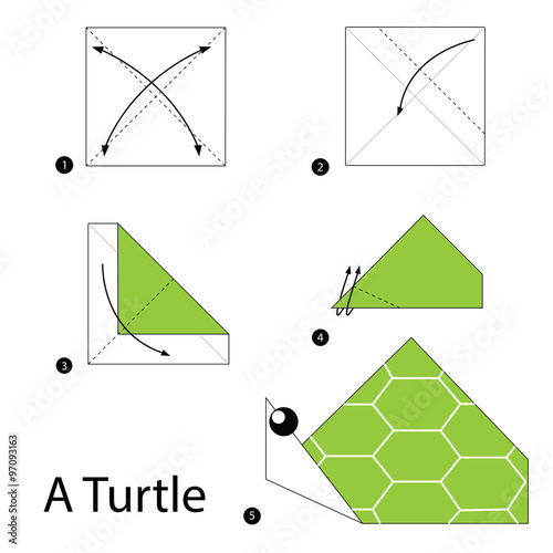 step by step instructions how to make origami A Turtle.