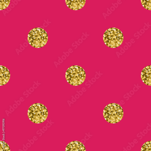 Pattern polka dot gold  on pink background.
