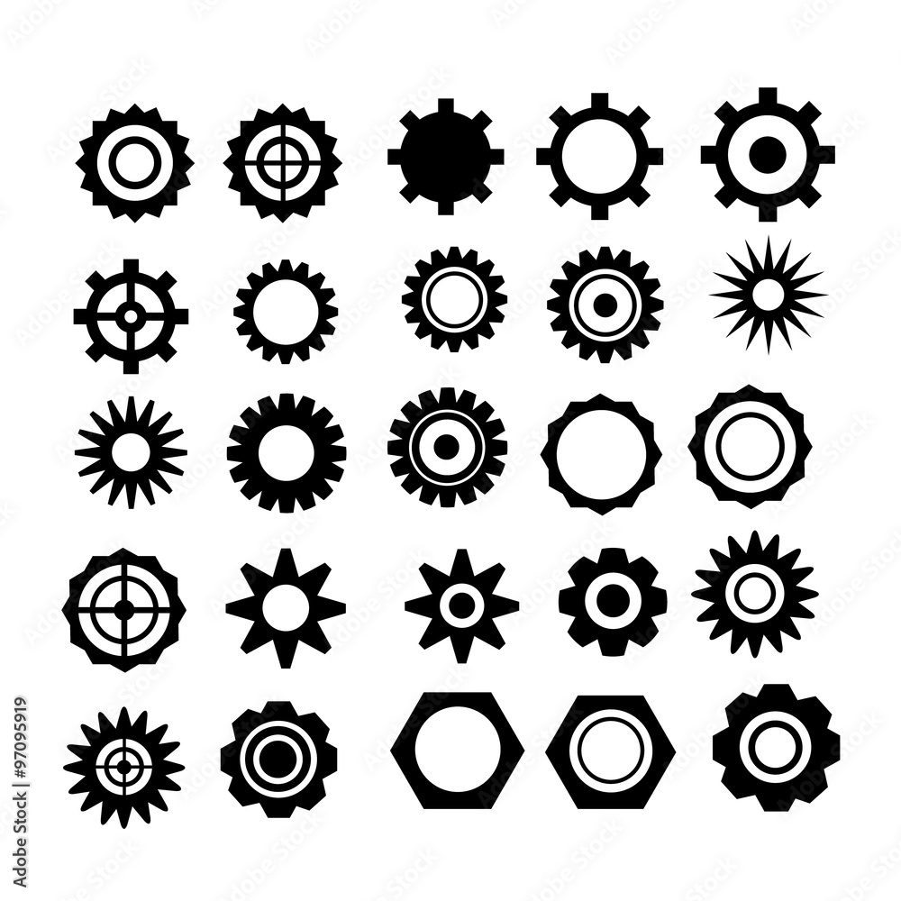 Cogwheels. Vector collection