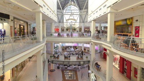 Shopping centre inside interior on Zemlyanoy Val street, Sadovoye ring in Moscow timelapse hyperlapse photo