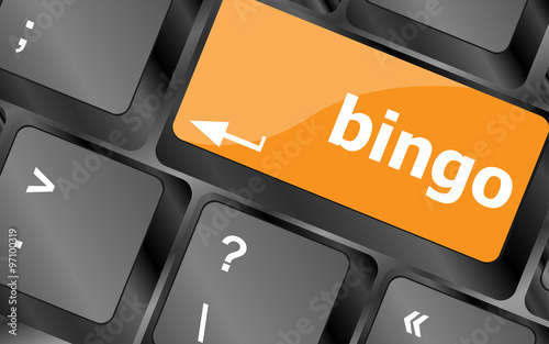 bingo button on computer keyboard keys, vector illustration