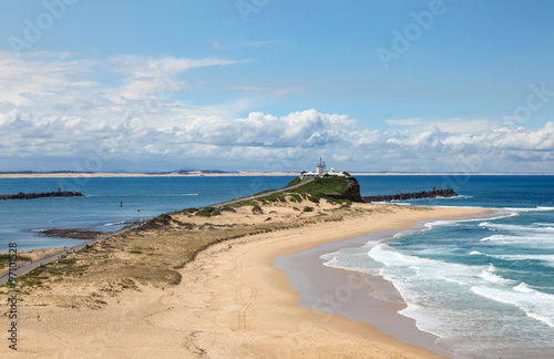 Nobby s Beach and Lighthouse - Newcastle Australia. Iconic landmark of Newcastle.