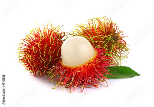 Fresh rambutan on white background