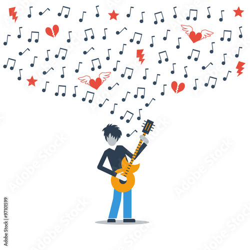 A guitarist playing love melody