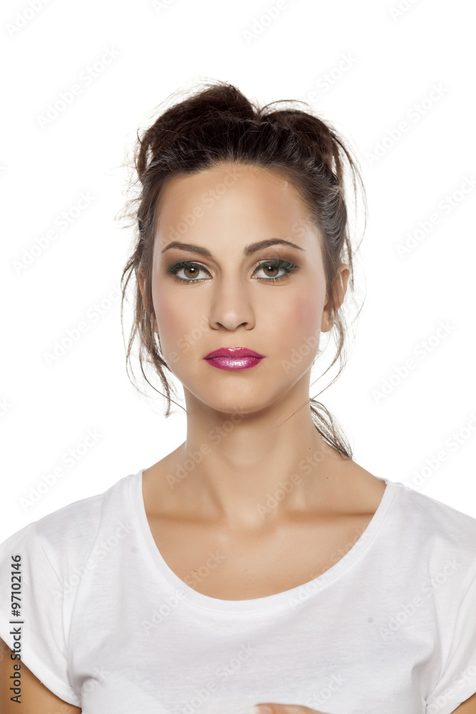 Portrait of beautiful young women on a white background Portrait of beautiful young women on a white background
