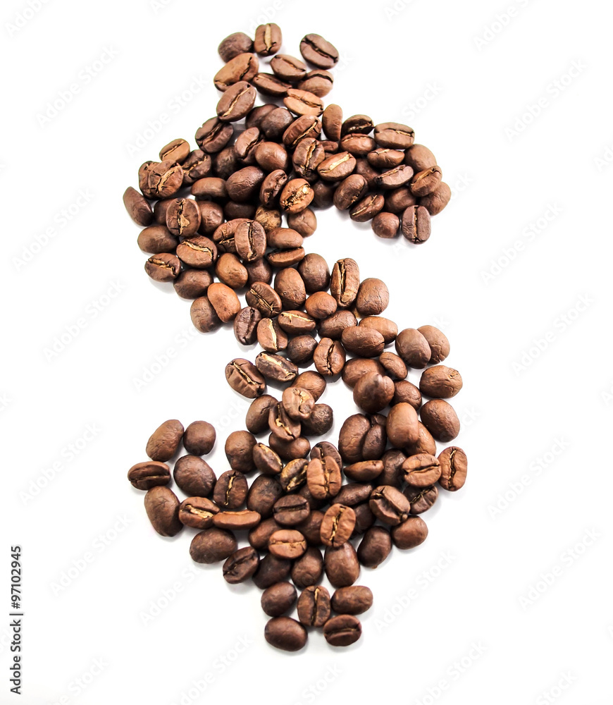 Coffee beansin money sign shape Coffee beansin money sign shape