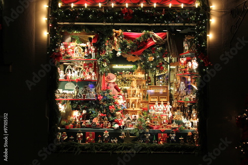 shop window decorated with christmas gift