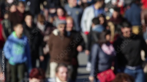 Wallpaper Mural Front view blurry pedestrians crossing a street in the city of Barcelona.Time Lapse (04) Torontodigital.ca