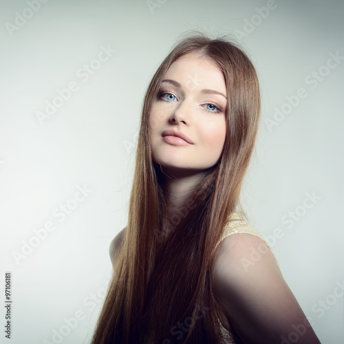 Pretty woman. Portrait of young attractive woman. Image toned.
