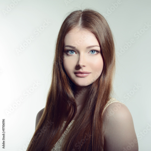 Pretty woman. Portrait of young attractive woman. Image toned.