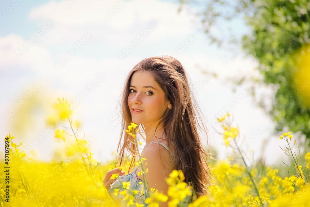 girl in a field of flowers girl in a field of flowers