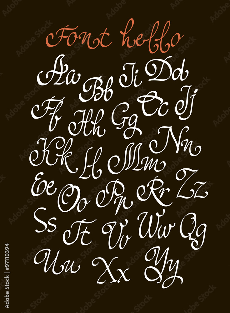 Vector handwritten calligraphic font Vector handwritten calligraphic font
