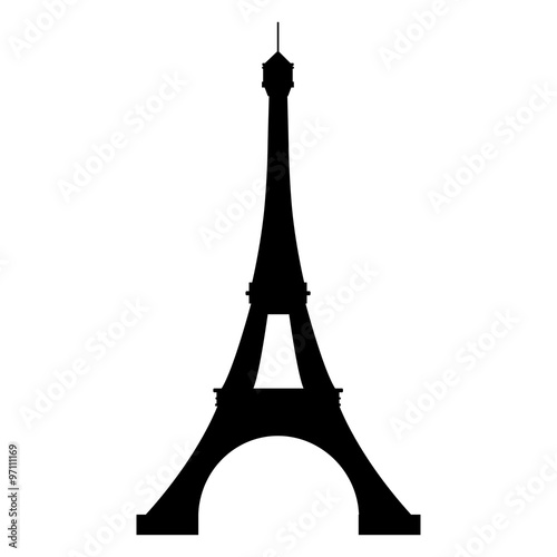 black silhouette of the Eiffel Tower on a white background