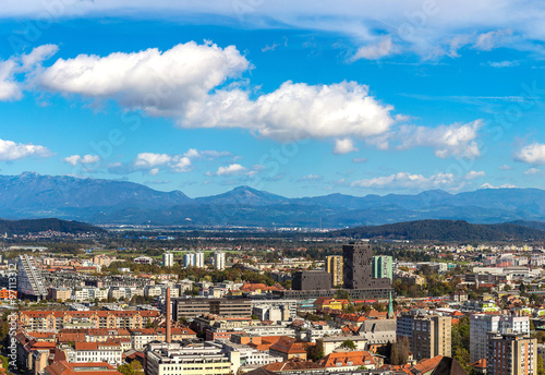 Fototapeta Naklejka Na Ścianę i Meble -  Aerial view of Ljubljana in Slovenia
