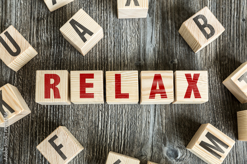 Wooden Blocks with the text: Relax