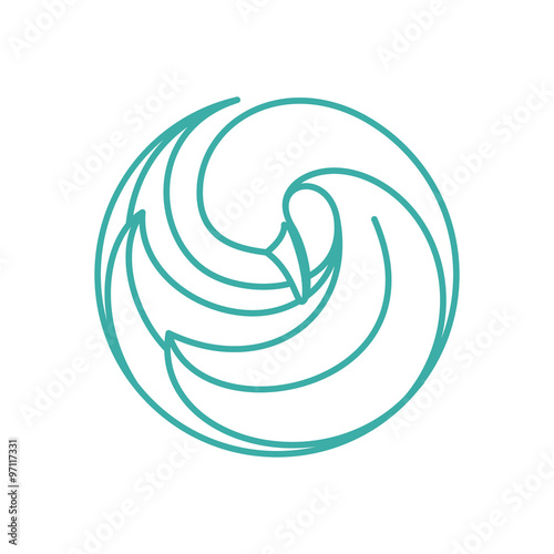 Goose, swan bird logo. Line art style.