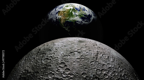 Planet Earth in universe or space, Earth and galaxy in a nebula clouds (Elements of this 3d rendered image furnished by NASA)
