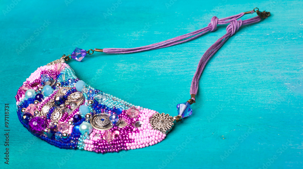 Luxury jewelry handmade pink diamonds and crystal beads