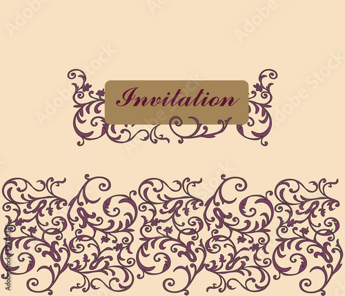 Floral Invitation card. Classic royal style. Vector