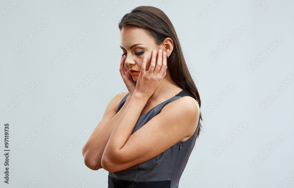 Problem in business. Concept emotional portrait of sadness busi Problem in business. Concept emotional portrait of sadness busi