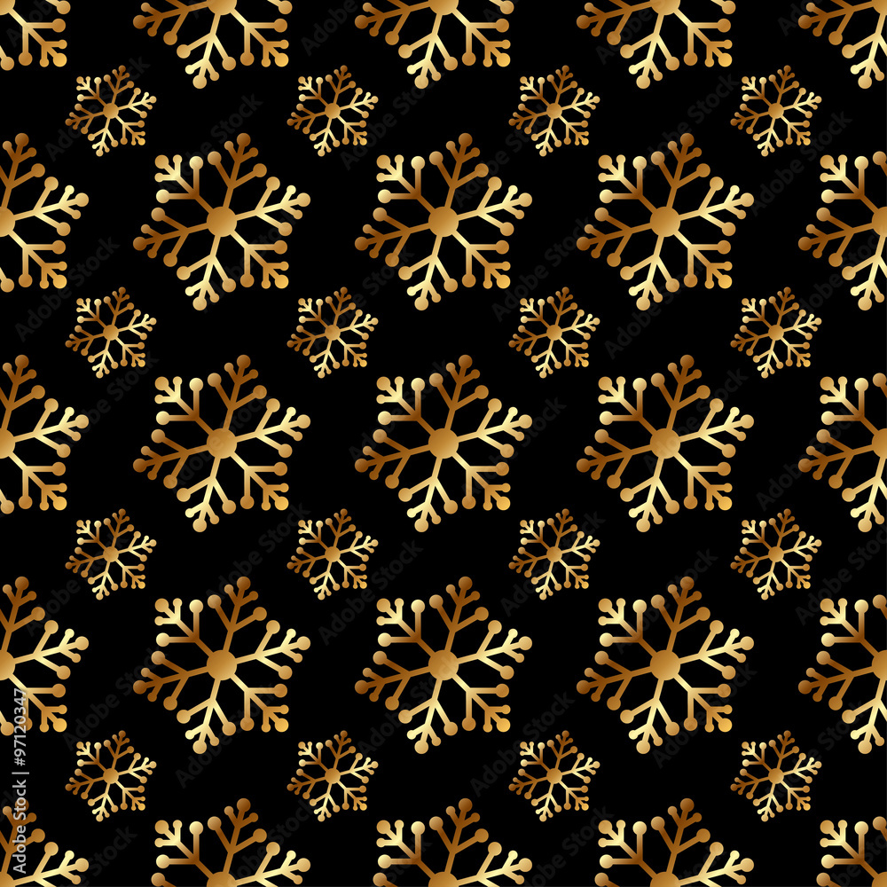 Seamless vector background with decorative Golden snowflakes Seamless vector background with decorative Golden snowflakes