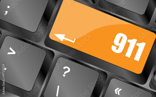 Computer keyboard keys with the 911 sign, vector illustration