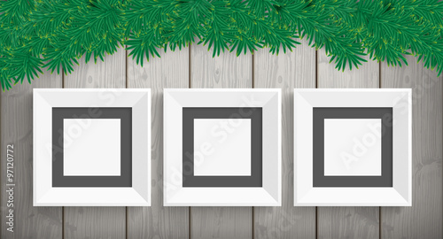 Long Christmas Card Wood Twigs 3 Frames