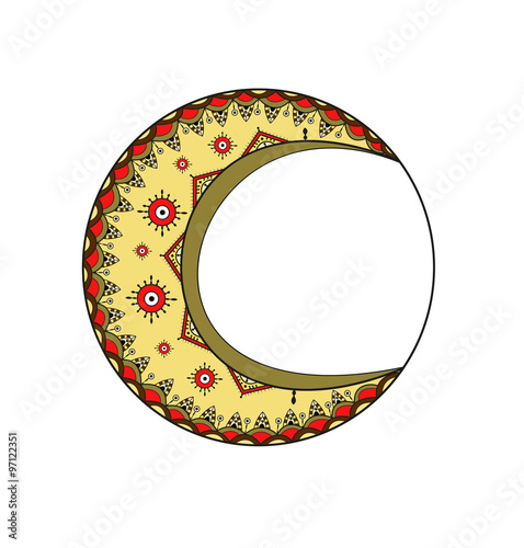 A doodle moon vector, mezza luna decorata vettoriale
