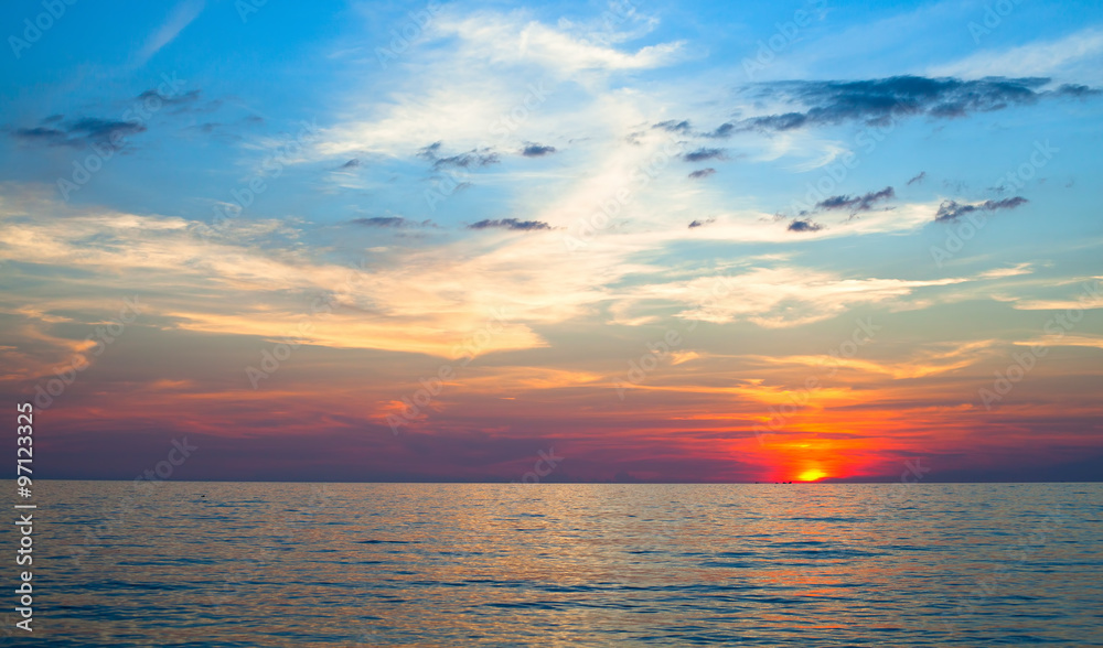 Beautiful sunset on the Ocean coast.