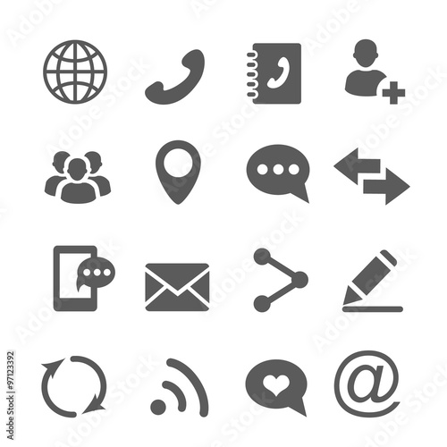Contact communication icons set
