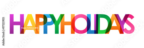 HAPPY HOLIDAYS overlapping multicoloured letters